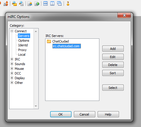 mIRC: Add Server