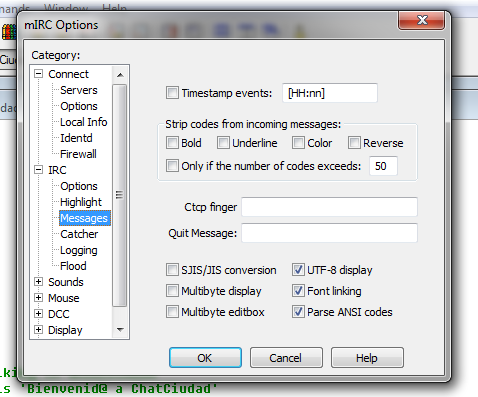 Soporte UTF-8 en mIRC