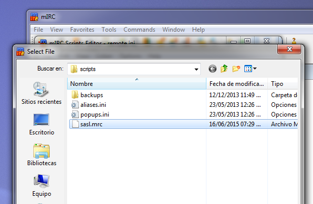 mIRC: Scripts Editor Remotes